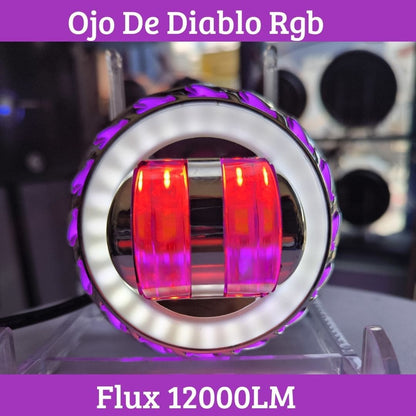 OJO DE DIABLO PROYECTOR DOBLE LUPA RGB  12000LM